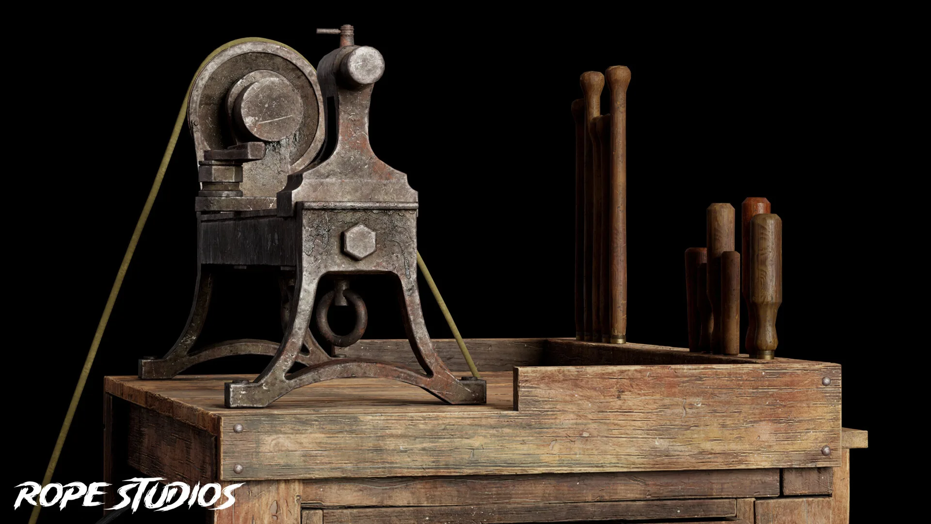 Antique Woodworker's Lathe, view 3