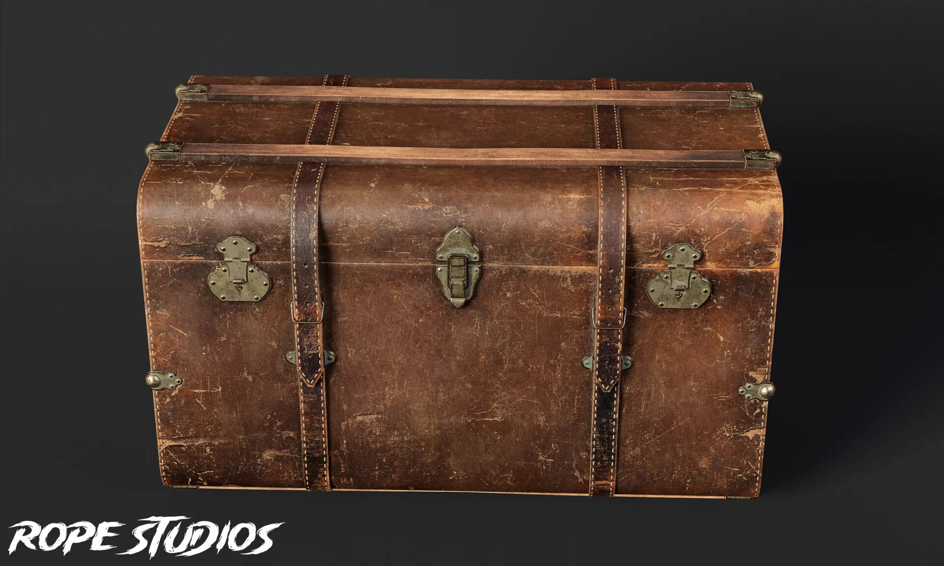 Antique Leather Trunk, view 3