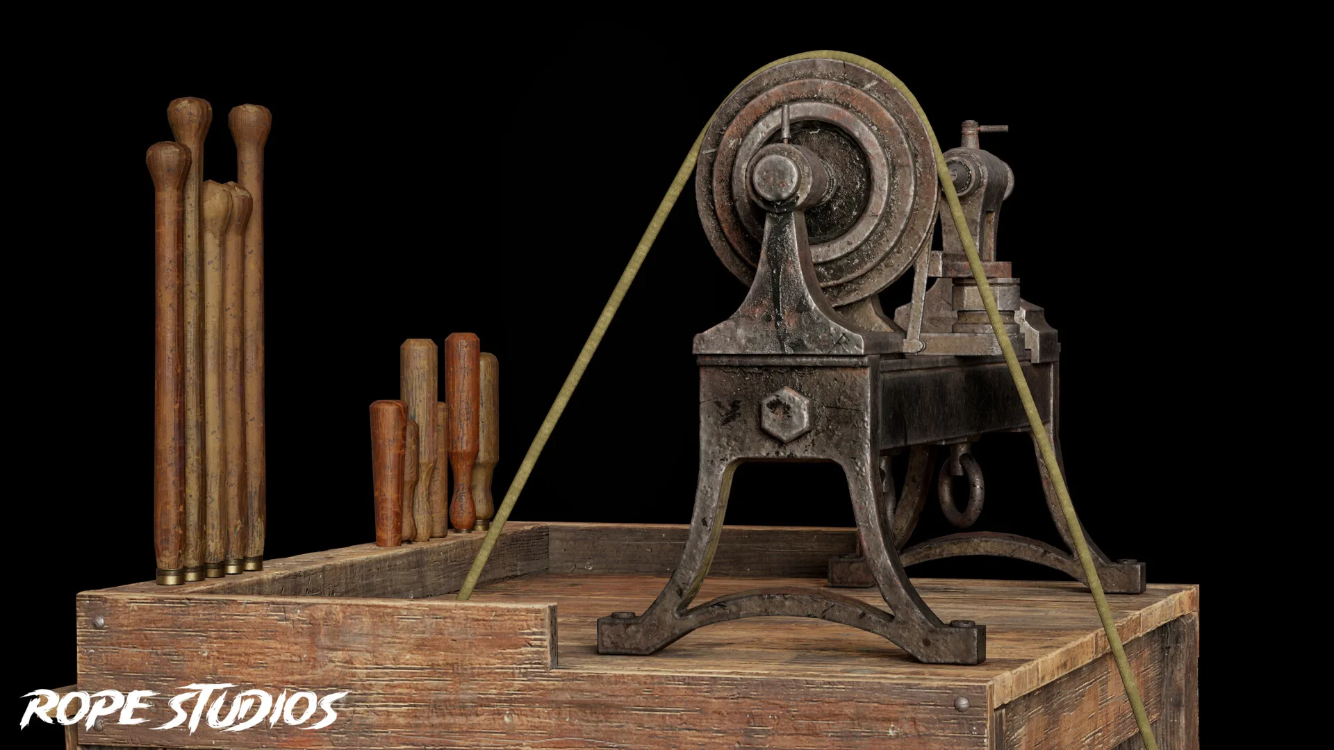 Antique Woodworker's Lathe, view 5