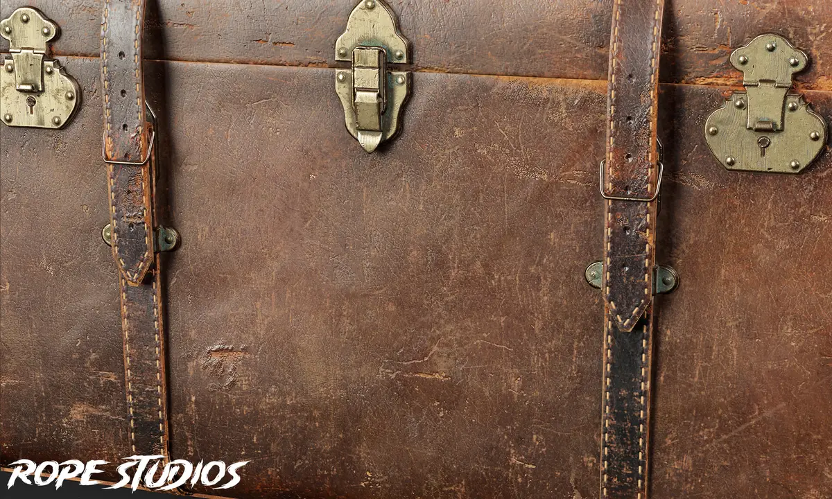 Antique Leather Trunk, view 6
